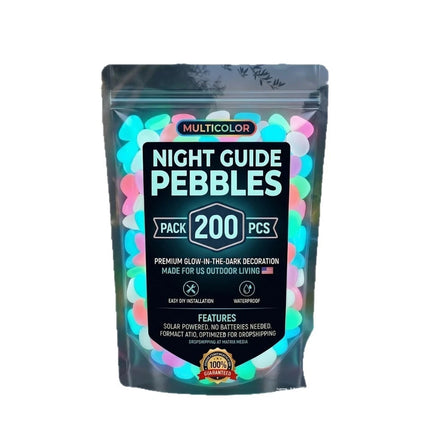 200PCS Glow In The Dark Pebbles, Luminous Garden Stones for Outdoor Yard Decor & Gift