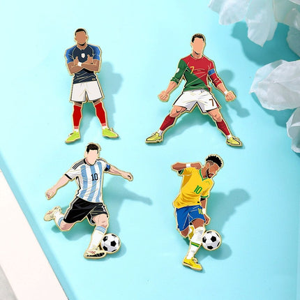 4PCS Football Star Pin Badges, Sports Enamel Lapel Pins, Fan Backpack & Clothing Accessory