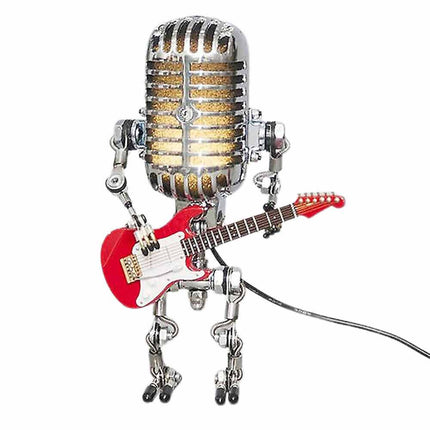 Microphone Robot Lamp with Guitar Lights Table Desktop Decorations USB Charging