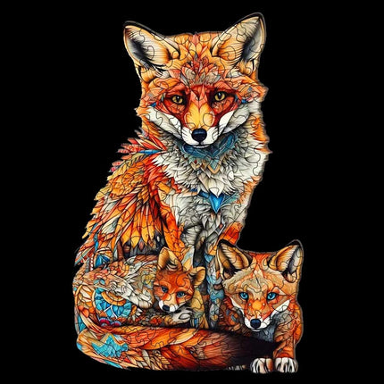 Warm Fox Family Wooden Puzzle | Creative Special-Shaped Toy