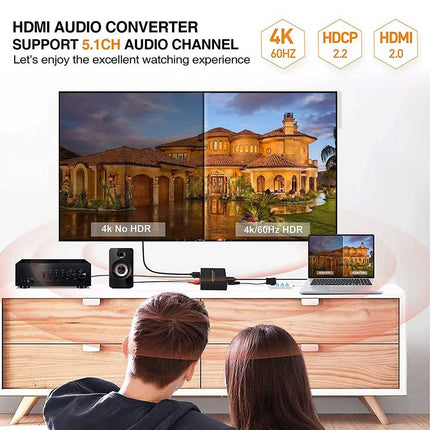 4K 60Hz HDMI to HDMI & Optical SPDIF+RCA L/R Audio Splitter Extractor Converter