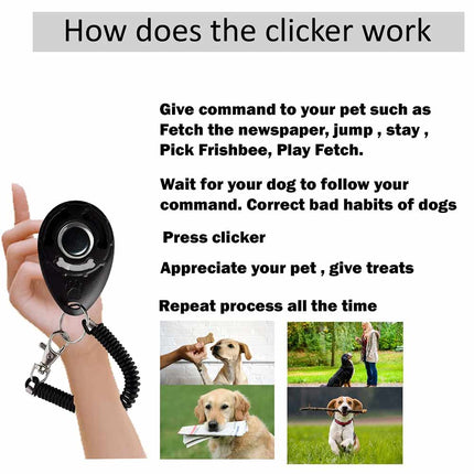 2PCS DOG PUPPY SCHOOL CLICKER Professional TRAINING AID Black Pet Trainer