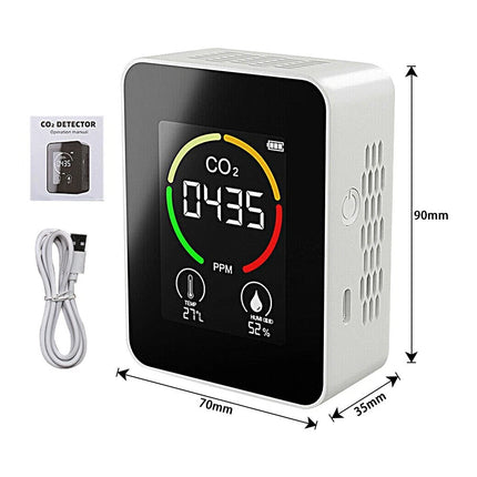 5 in 1 Air Quality Monitor CO2 TVOC HCHO Detector Temp Humidity USB Rechargeable