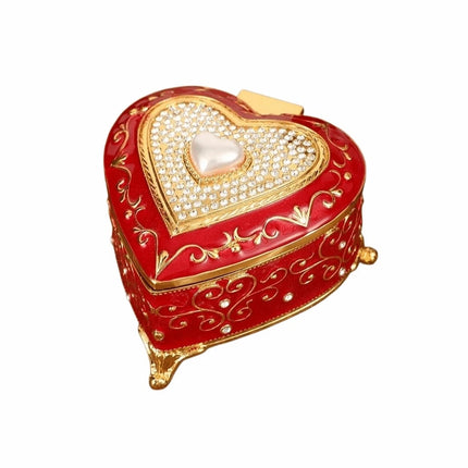Vintage Alloy Jewellery Trinket Box, Ring & Necklace Storage Organiser, Gift Present