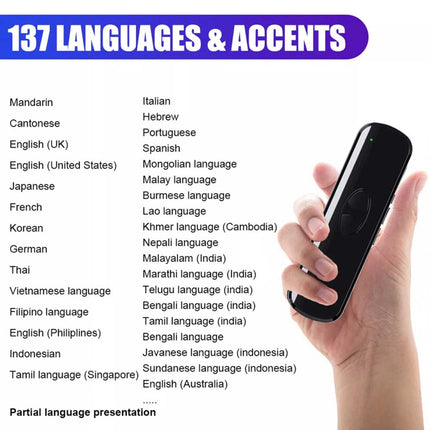 Smart Translator Text Reading Pen 137+ Voice Language Two-Way Translation Device