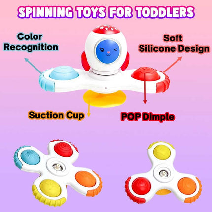 3PCS Baby Fidget Spinner Space With Suction Cup Spin Bath Windmill Play set Toy