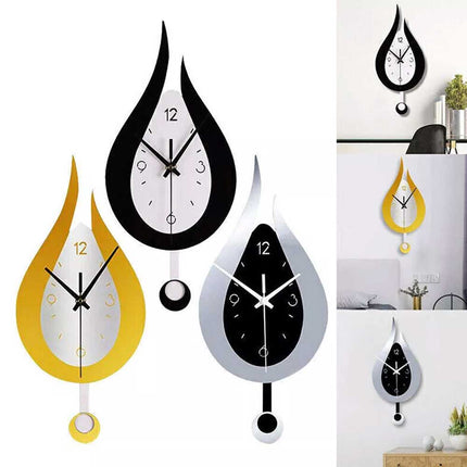 Waterdrop Silent Wall Clock Modern Pendulum Acrylic Wall Hanging Silent Clock