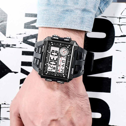 Fashion Men Sports Electric Watch Waterproof Shock Resist Large Screen Watch