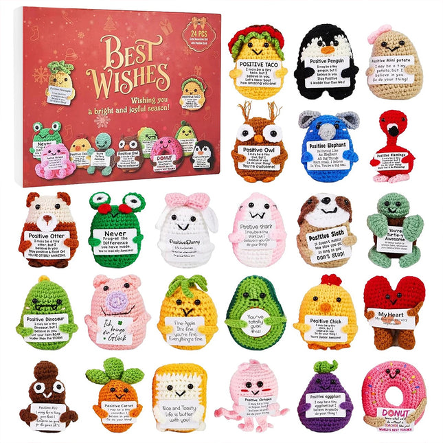 2D Acrylic Advent Calendar: 24 Positive Crochet Animals Xmas Countdown Gift