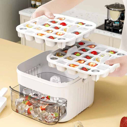 50-Cube Ice Maker with Easy Press Cap Double Layer Ice Cube Maker for Refrigerator