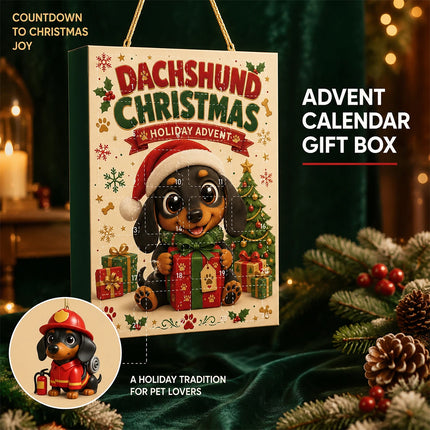 2026 Dachshund Advent Calendar, 2D 24‑Day Christmas Countdown with Acrylic Hanging Ornaments, Gift for Dog Lovers