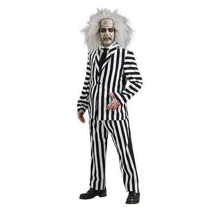 3pcs Set Men Beetlejuice Costume Spooky Halloween Cosplay Costume Adults