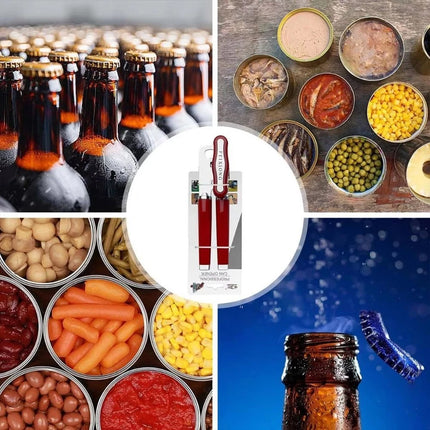 Red Stainless Steel Multifunctional Can Opener: Professional & Effortless to Use