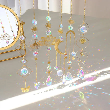 6PCS Lotus Sun Catcher Crystal Light Witchy Suncatcher Prism Rainbow Window Hanging