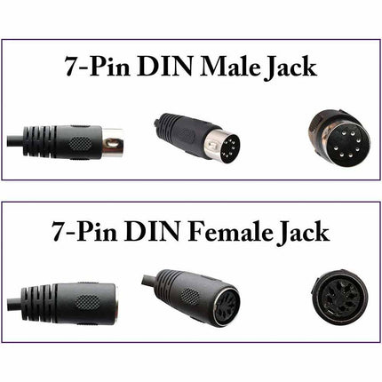 7 Pin DIN Male to Dual 7 Pin DIN Female Y Splitter Audio Cable, Stereo Split Cord 0.5M