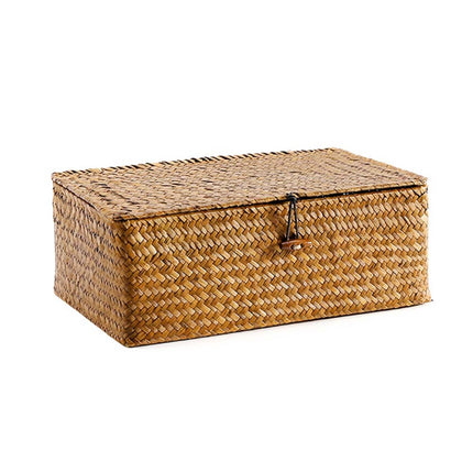 Hand-Woven Storage Basket Natural Rattan Basket Cabinet Sundries Organizer Home