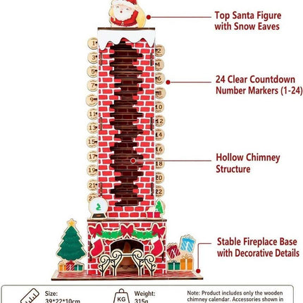 24 Day Xmas Countdown Santa Chimney Advent Calendar, Christmas Puzzle Toy Gift