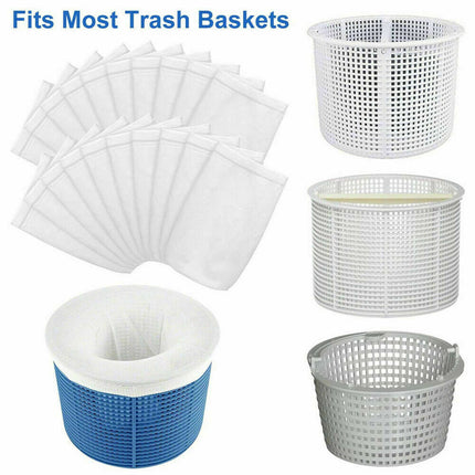 30/40/60 Pack Fine Mesh Pool Skimmer Socks, Reusable Filter Saver Basket Screens White