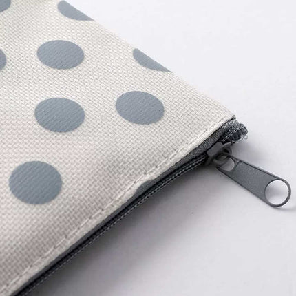 Grid Dots Canvas Pen Box Pencil Case Storage Bag Makeup Brush Pouch Stationery Gift