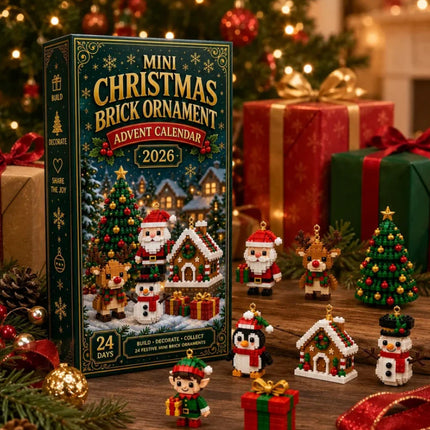 24 Day Xmas Advent Calendar | 24 Pre-Assembled Brick Ornaments Blind Box