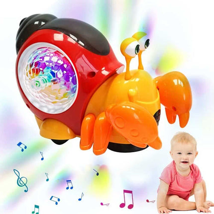 Electric Music Crawling Crab Baby Toy LED Light Up Kids Toddler Interactive Toys