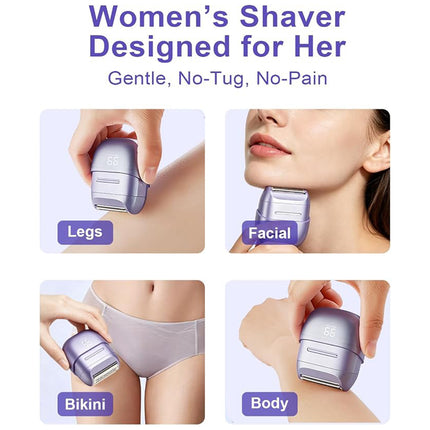 Waterproof Electric Lady Shaver, Dual-Blade Razor for Sensitive Skin with LED USB