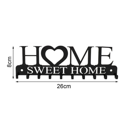 Iron Wall Mounted Home Sweet Home Hanging Hanger Hooks Hat Key Holder Rack Shelf