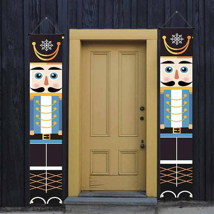 1.8M Nutcracker Soldier Door Banner Set, Merry Christmas Xmas Front Door Hanging Decoration