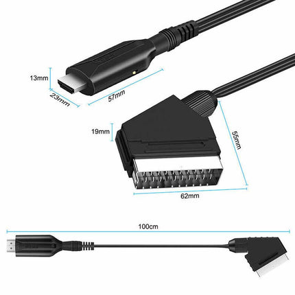 Portable Scart To HDMI Converter with USB Cable Video Audio Adapter For HD TV