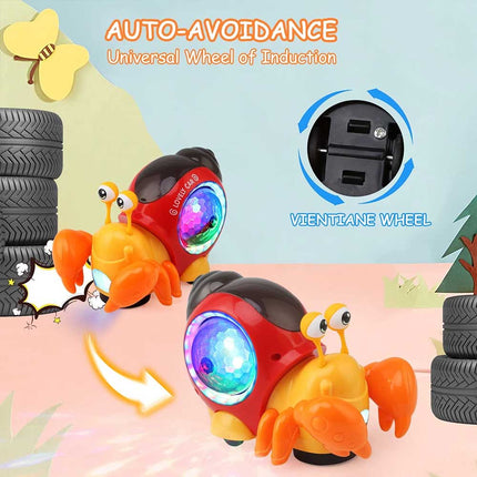 Electric Music Crawling Crab Baby Toy LED Light Up Kids Toddler Interactive Toys
