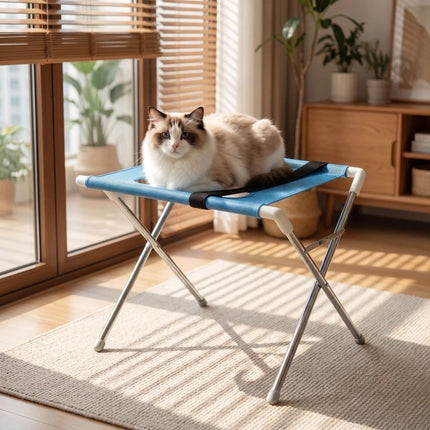 Blue Foldable Non‑Slip Pet Bathing Stand, Pet Grooming Hammock for Dog & Cat Home Grooming