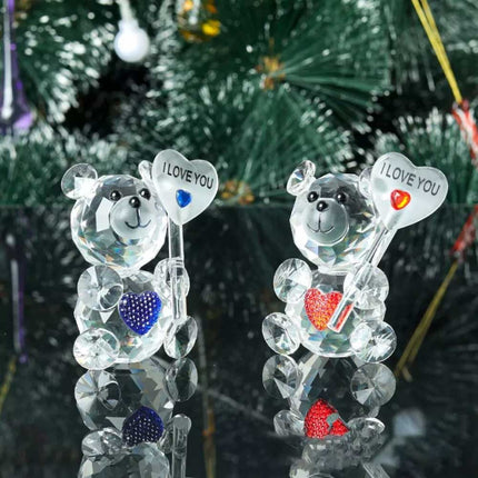 Crystal Bear Figurine with Love Sign Desktop Ornament
