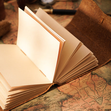 Vintage Leather Bound Journal - Handmade Carved Brown Leather Writing Notebook for Daily Use