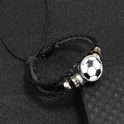 Luminous Football Fan Leather Bracelet Gift TO HIM Hand Rope Bracelet