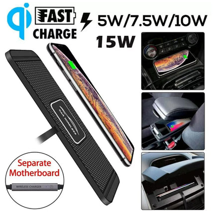 Car Wireless Fast Charging Charger Mat Non-Slip Pad Holder 1M Cable For Smart Phones