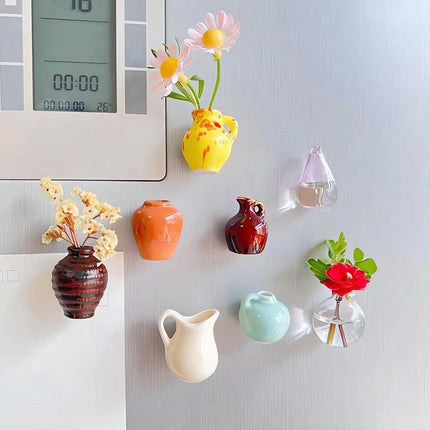 3D Flower Vase Refrigerator Magnets (Vase Only, No Flowers), 8-Piece Set, Home Decor Accessories