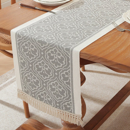 Jacquard Table Runner with Tassels – Elevate Your Dining Table & Countertop Decor