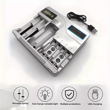 LCD Smart Battery Charger For AAA AA 9V Ni-MH Ni-CD Rechargeable Batteries
