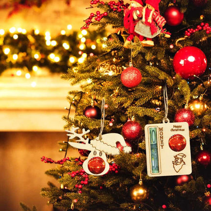 6Pcs Christmas Money Holder Set for Cash Gift Wooden Xmas Tree Hanging Cash Holder