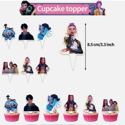 KPop Demon Hunters Party Decorations Set, Banner Balloons Cake Toppers for Birthday Party