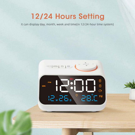 LED Digital Alarm Clock Time Calendar Temperature FM Radio Snooze Desk Clocks