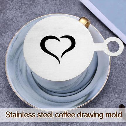 4 Stainless Steel Coffee Stencil Templates (for Cappuccino & Latte) – Compatible with Coffee Dusters