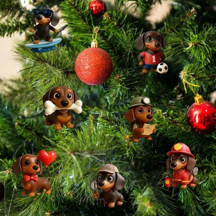 2D Acrylic Christmas Countdown Advent Calendar, 24‑Day Dachshund Design Tree Hanging Ornament, Holiday Gift