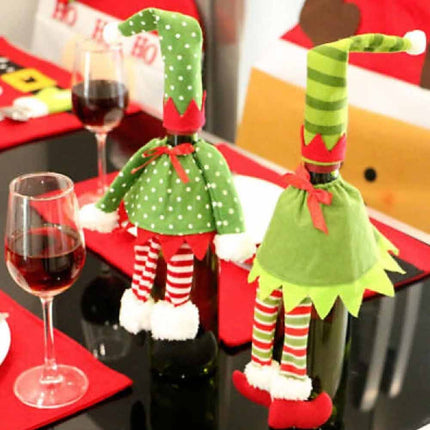 4 Pack Christmas Santa Hat Bottle Toppers, Wine Bottle Covers, Xmas Table Festive Decoration