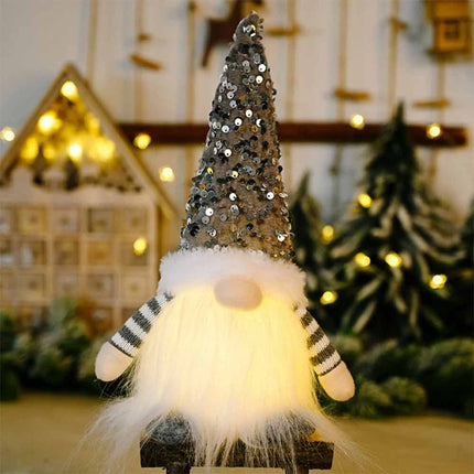 3 Pack Christmas Gnome Santa Light with Sparkly Hat, Xmas Party Home Tabletop Decoration