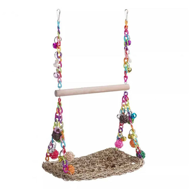 Parrot Hammock Swing Toy with Colourful Chain Double Swing for Bird Cage Play
