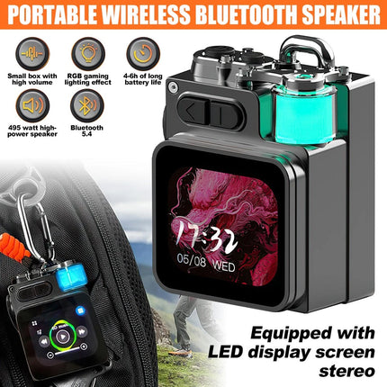 Outdoor Wireless Bluetooth Mini Speaker with Alarm Clock & RGB Ambient Lamp Display