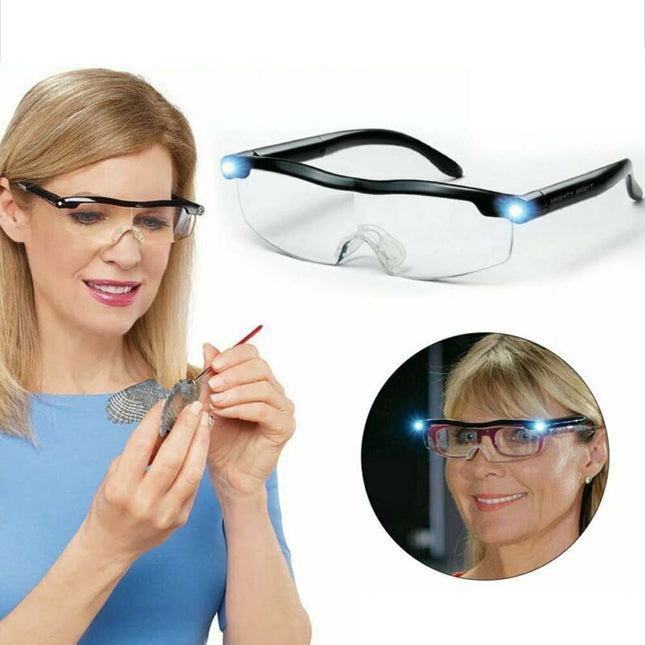 Mighty Sight 160% Magnifying Eyewear HD Glasses Unisex With LED Lights Glasses