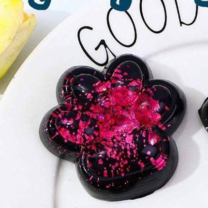Soft TPR Cat Paw Squeeze Toy Dark Starry Sky Series with Glitter Stress Relief Squishy for
