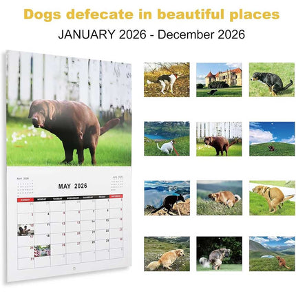 2026 Funny Dog Pooping Wall Calendar, Hilarious Canine Pooping Scenes in Beautiful Places